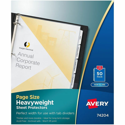 Avery Sheet Protector, Clear, 8 1/2" Width x 11" Length, 50 / Pack, AVE74204