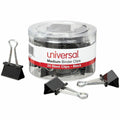 Universal Binder Clips with Storage Tub, Medium, Black/Silver, 24/Pack, UNV11124