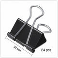 Universal Binder Clips with Storage Tub, Medium, Black/Silver, 24/Pack, UNV11124