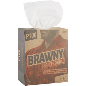 Georgia Pacific Brawny Professional P100 Disposable Cleaning Towels, White, 20 / Carton, GPC29221
