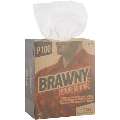 Georgia Pacific Brawny Professional P100 Disposable Cleaning Towels, White, 20 / Carton, GPC29221