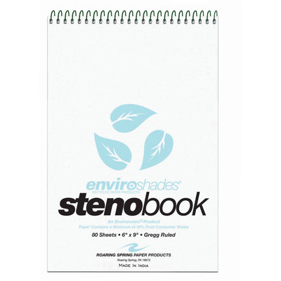 Roaring Spring Paper Products Roaring Spring Enviroshades Recycled Spiral Steno Memo Book, 9" x 6", 4 / Pack, ROA12284