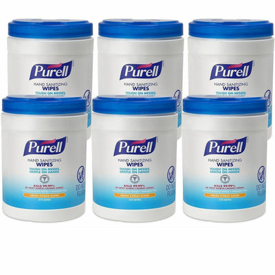 Gojo PURELL Sanitizing Wipes, White, 6 / Carton, GOJ911306CT