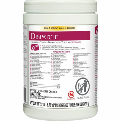 The Clorox Dispatch Hospital Cleaner Disinfectant Towels with Bleach, White, CLO69150