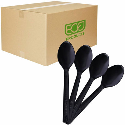 Eco-Products 6" Recycled Polystyrene Spoons, Black, 20 / Carton, ECOEPS113