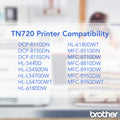 Brother TN720 Original Laser Toner Cartridge - Black -, BRTTN720