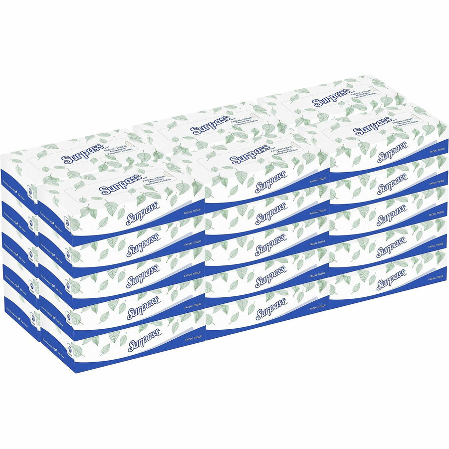 Surpass Flat Box Facial Tissue for Business, White, Strong, 1 Carton, KCC21340