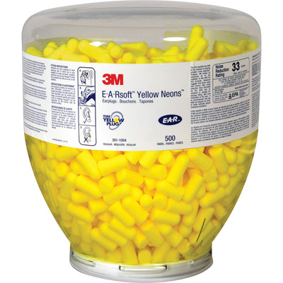 3M E-A-R Classic Earplugs, Neon Yellow, 500 / Bottle, MMM3911004