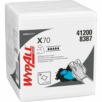 Kimberly-Clark Wypall PowerClean X70 Medium Duty Cloths, White, 12 / Carton, KCC41200