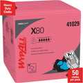 Kimberly-Clark Wypall PowerClean X80 Heavy Duty Cloths Extended Use Cloths - Quarter-fold, Red, 1 Carton, KCC41029