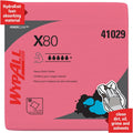 Kimberly-Clark Wypall PowerClean X80 Heavy Duty Cloths Extended Use Cloths - Quarter-fold, Red, 1 Carton, KCC41029