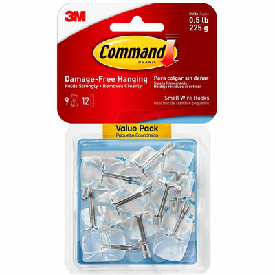 3M Command Small Wire Hooks, Clear, 1 Pack, MMM17067CLRVP