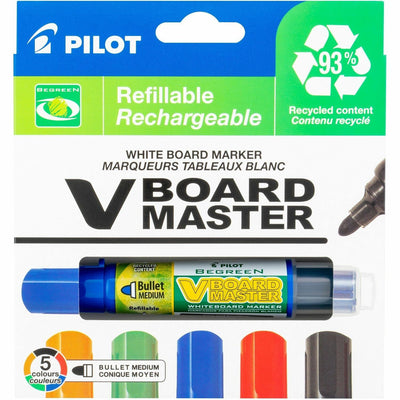 Pilot BeGreen VBoard Master Medium Bullet Marker, 5 / Pack, PIL43921