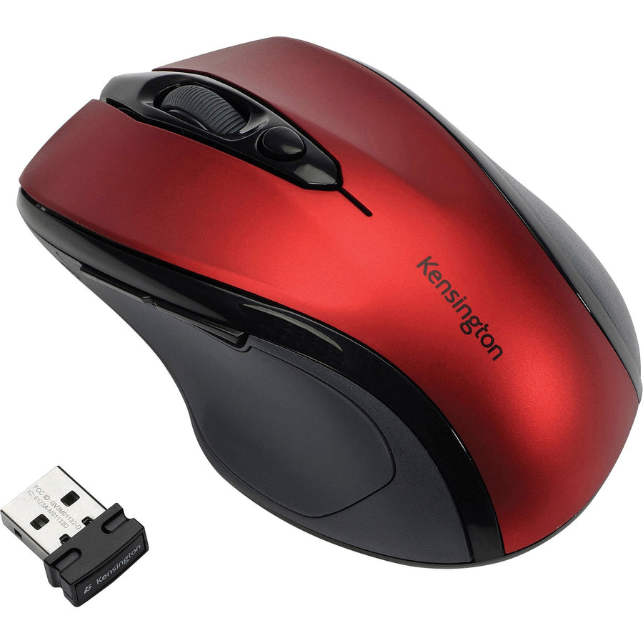 Kensington Pro Fit Mid-Size Wireless Mouse, 2.6" x 1.4", Ruby Red, KMW72422