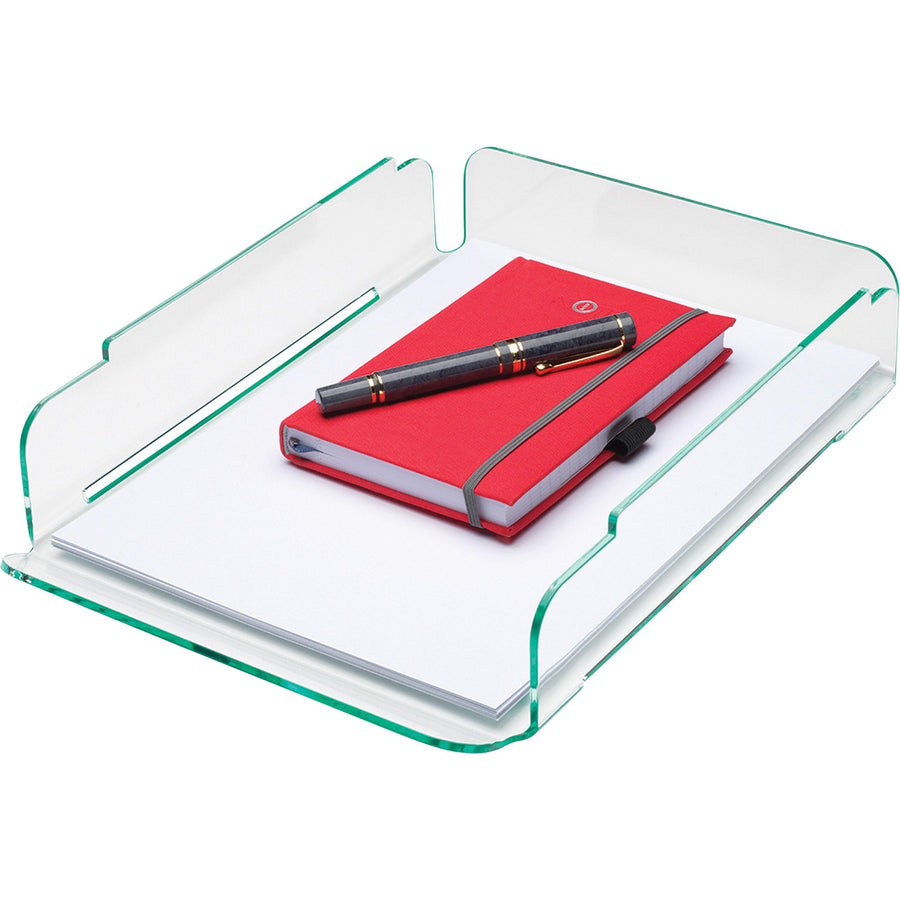 Lorell Single Stacking Document Tray, Acrylic, Green, Stackable, LLR80654