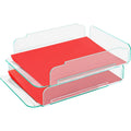 Lorell Stacking Document Trays, Green, 2 / Set, LLR80655