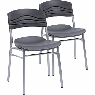 Iceberg CafeWorks Cafe Chairs - 2/CT, Graphite, 2 / Carton, ICE64517