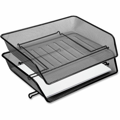 Lorell Side-loading Mesh Document Tray, Black, 1 Set, LLR84154