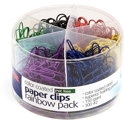 Officemate Coated Paper Clips, Assorted, 450 / Pack, OIC97227