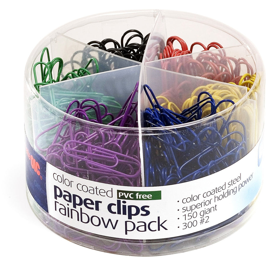 Officemate Coated Paper Clips, Jumbo, Assorted, 450 / Pack, OIC97227