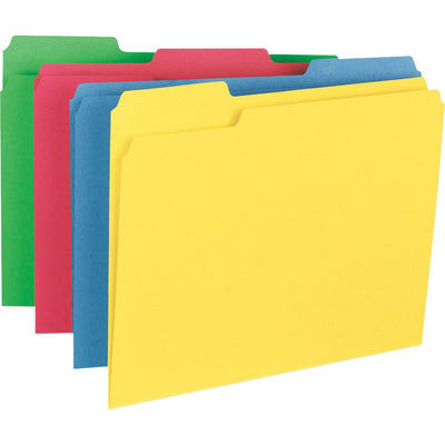 Business Source 1/3 Tab Cut Letter Recycled Top Tab File Folder, Assorted, 8 1/2" Width x 11" Length, 50 / Box — view 1
