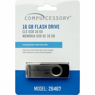 Compucessory Password Protected USB Flash Drives, Aluminum, CCS26467
