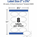 Avery Easy Peel Oval Labels, White, 80 / Pack, AVE22820