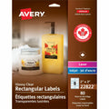 Avery Glossy Clear Rectangle Labels2" x 3", Crystal Clear, 80 / Pack, AVE22822