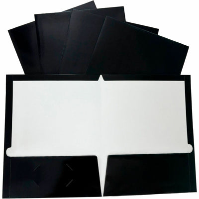 Business Source Letter Pocket Folder, Black, 8 1/2" Width x 11" Length, 1 Box, BSN44425