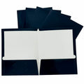 Business Source Letter Pocket Folder, Navy, 8 1/2" Width x 11" Length, 1 Box, BSN44430