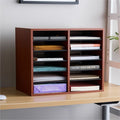 Safco Adjustable 12-Slot Wood Literature Organizer, Cherry, SAF9420CY