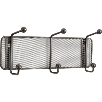 Safco Onyx Mesh 3-Hook Garment Wall Rack, Black, SAF6402BL