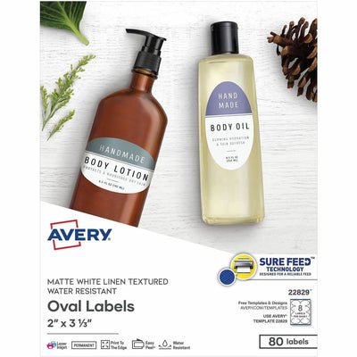 Avery Easy Peel Labels -Sure Feed - Print-to-the-Edge, Matte White, 80 / Pack, AVE22829