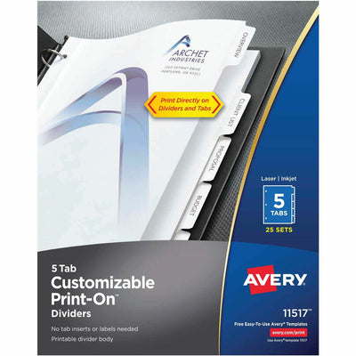 Avery Customizable Print-On Dividers, White, 1 Box — view 1