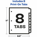 Avery Customizable Print-On(TM) Dividers, 8-Tab Set (11528), White, 1 / Set, AVE11528