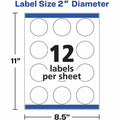 Avery Printable Round Labels, 2", Glossy Clear, 120 Labels (22825), Crystal Clear, 120 / Pack, AVE22825