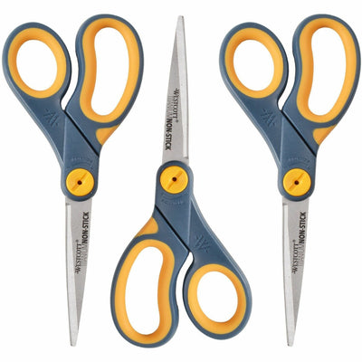 Acme United Westcott 8" Titanium Nonstick Straight Scissors, Yellow, 1 Pack, ACM15454