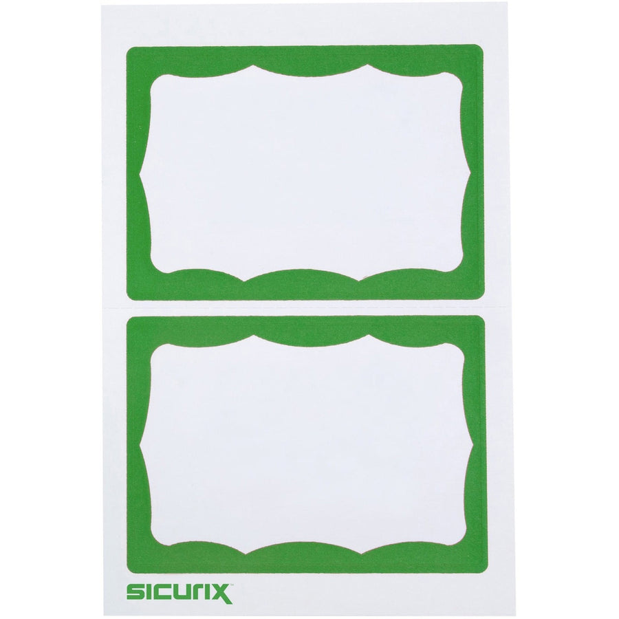 Baumgartens SICURIX Green Border Adhesive Badges 2 Per Sheet 100 Pack White, 100 / Box — view 1