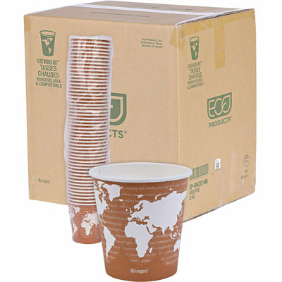 Eco-Products 10 oz World Art Hot Beverage Cups, Multi, 20 / Carton, ECOEP-BHC10-WA