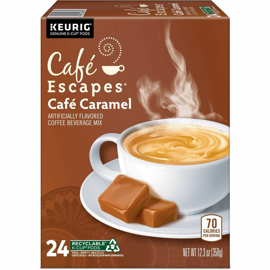 Café Escapes® Café Caramel, Keurig Single-Serve K-Cup Pods, 24 Count, Recyclable, 24 / Box, GMT6813