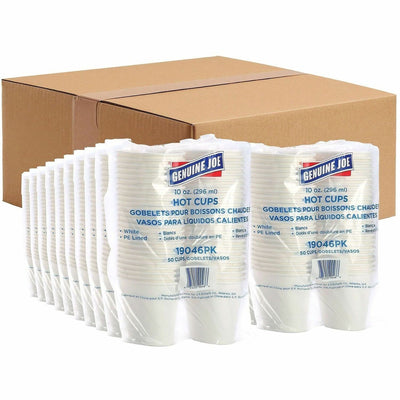 Genuine Joe 10 oz Disposable Hot Cups, White, 4 / Carton, GJO19046CT
