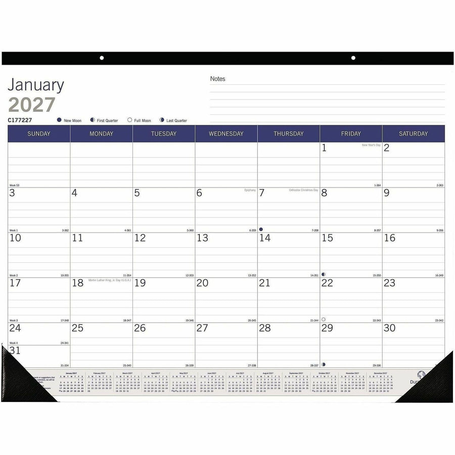 Dominion Blueline Blueline DuraGlobe Monthly Desk Pad Calendar, 22" x 17", English, 20EA/CT — view 1