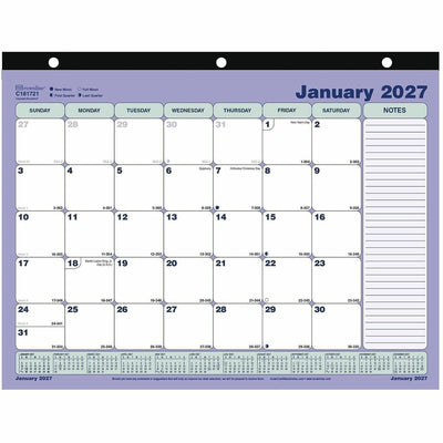 Dominion Blueline Brownline Monthly Desk Pad Calendar, 11" x 8-1/2", English, White, 50EA/CT 85CT/PL — view 1