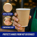 Genuine Joe 10 oz Rippled Hot Cups, Brown, 4 / Carton, GJO11256CT