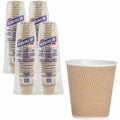 Genuine Joe 10 oz Rippled Hot Cups, Brown, 4 / Carton, GJO11256CT