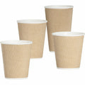Genuine Joe 10 oz Rippled Hot Cups, Brown, 4 / Carton, GJO11256CT