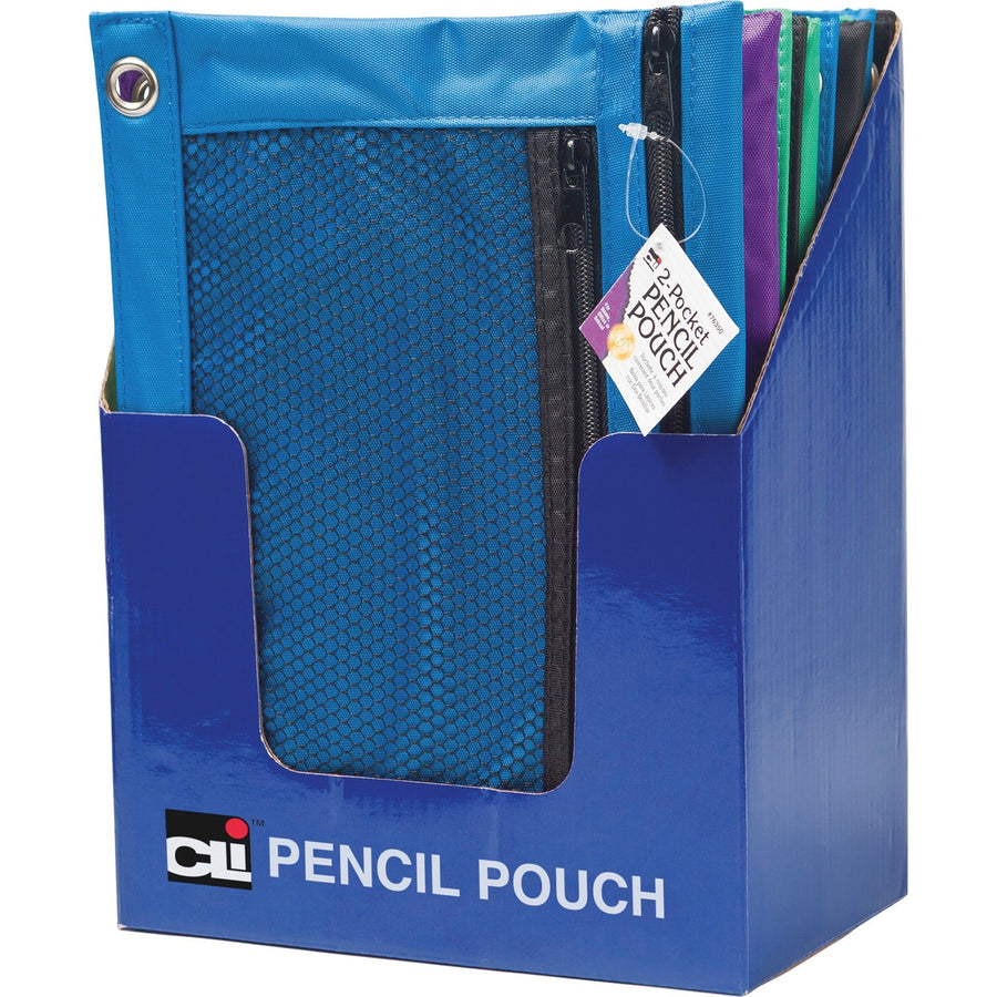Charles Leonard Pencil Pouch, 10" x 7.6", Assorted, 24 / Display Box, LEO76350ST