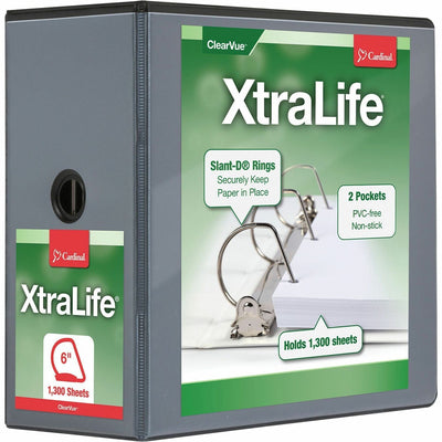 TOPS Cardinal Xtralife ClearVue Locking Slant-D Binder, Black, 8 1/2" Width x 11" Length, CRD26361