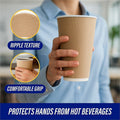 Genuine Joe 16 oz Rippled Hot Cups, Brown, 4 / Carton, GJO11257CT