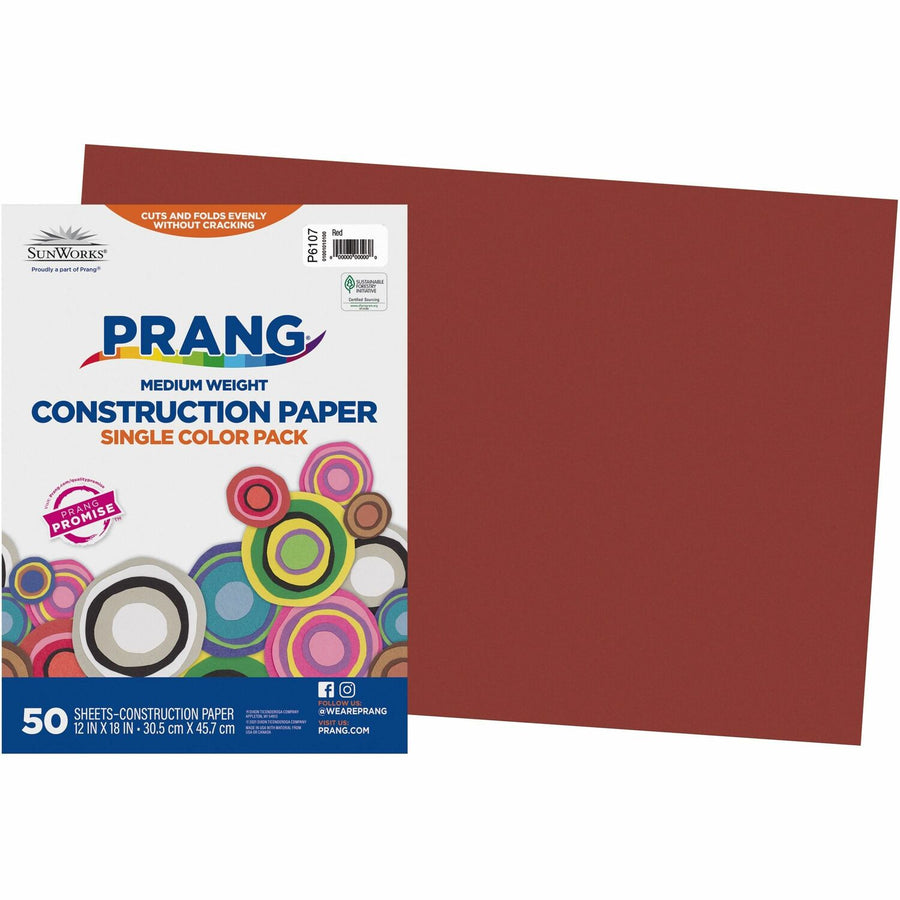 Prang Construction Paper, Red, Chemical-free, 1 / Pack, PAC6107